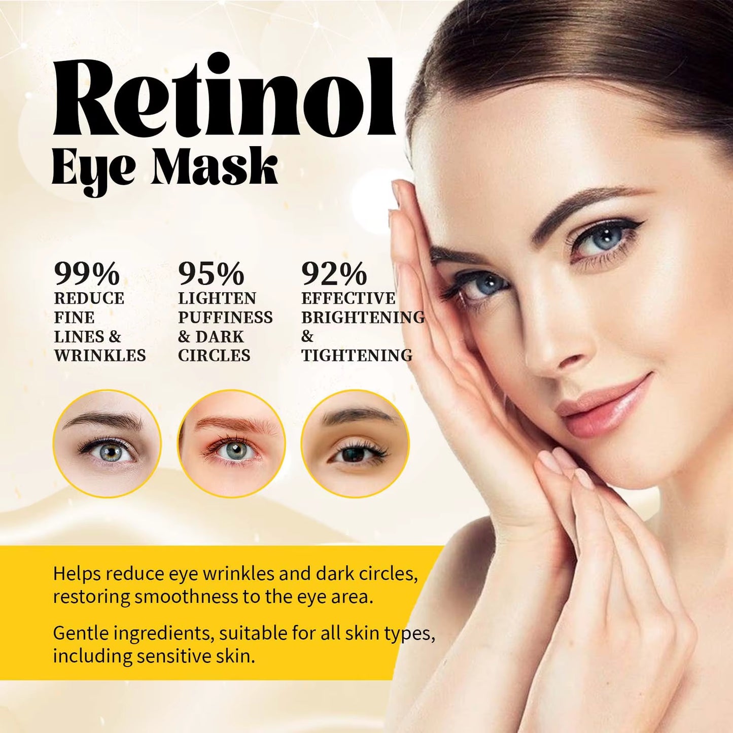 Hydrating Eye Mask anti Dark Circles Eyes Bags Skin Firming Nourishing Brighten Reducing Fine Lines Retinol under Eye Patches