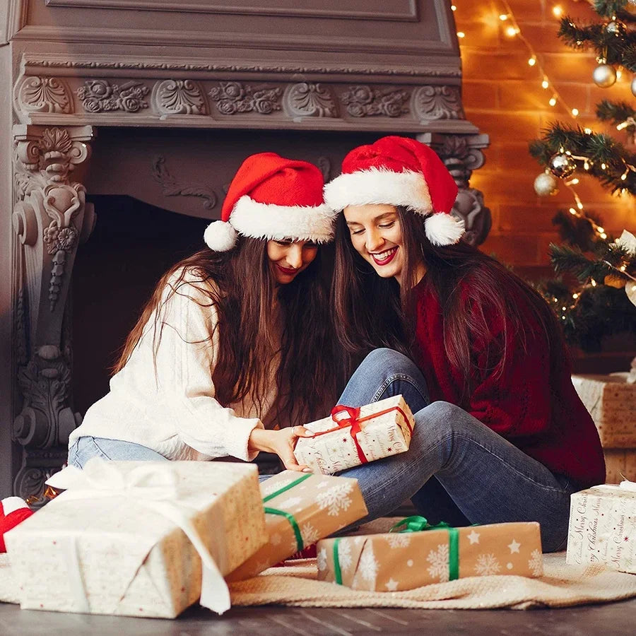 2024 New Year Plush Christmas Hat Adult Children Christmas Decoration Santa Claus Gift Warm Winter Hat Christmas Decoration