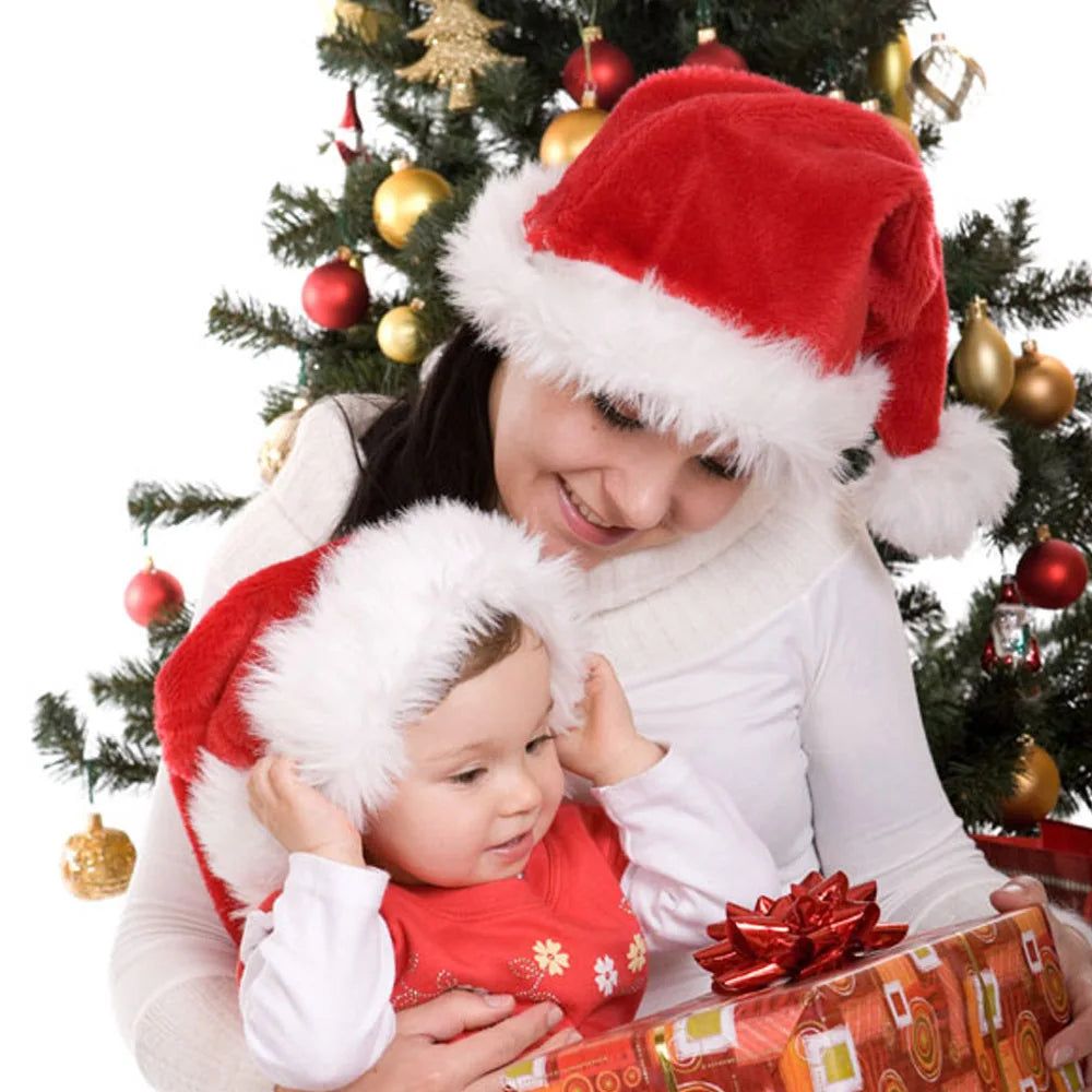 2024 New Year Plush Christmas Hat Adult Children Christmas Decoration Santa Claus Gift Warm Winter Hat Christmas Decoration