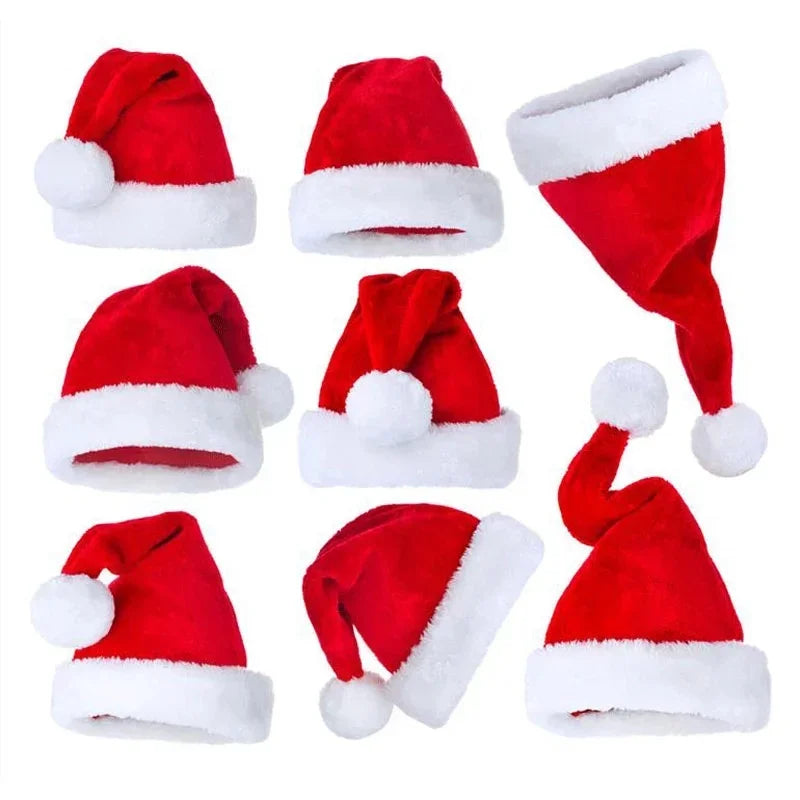 2024 New Year Plush Christmas Hat Adult Children Christmas Decoration Santa Claus Gift Warm Winter Hat Christmas Decoration