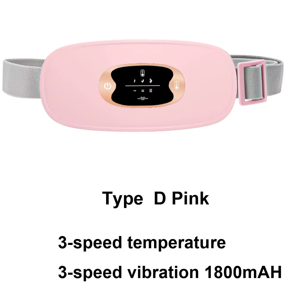 Electric Period Cramp Massager Vibrating Heating Period Pads Belt for Menstrual Colic Waist Stomach Abdominal Warm Palace Belt