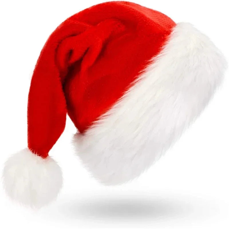 2024 New Year Plush Christmas Hat Adult Children Christmas Decoration Santa Claus Gift Warm Winter Hat Christmas Decoration