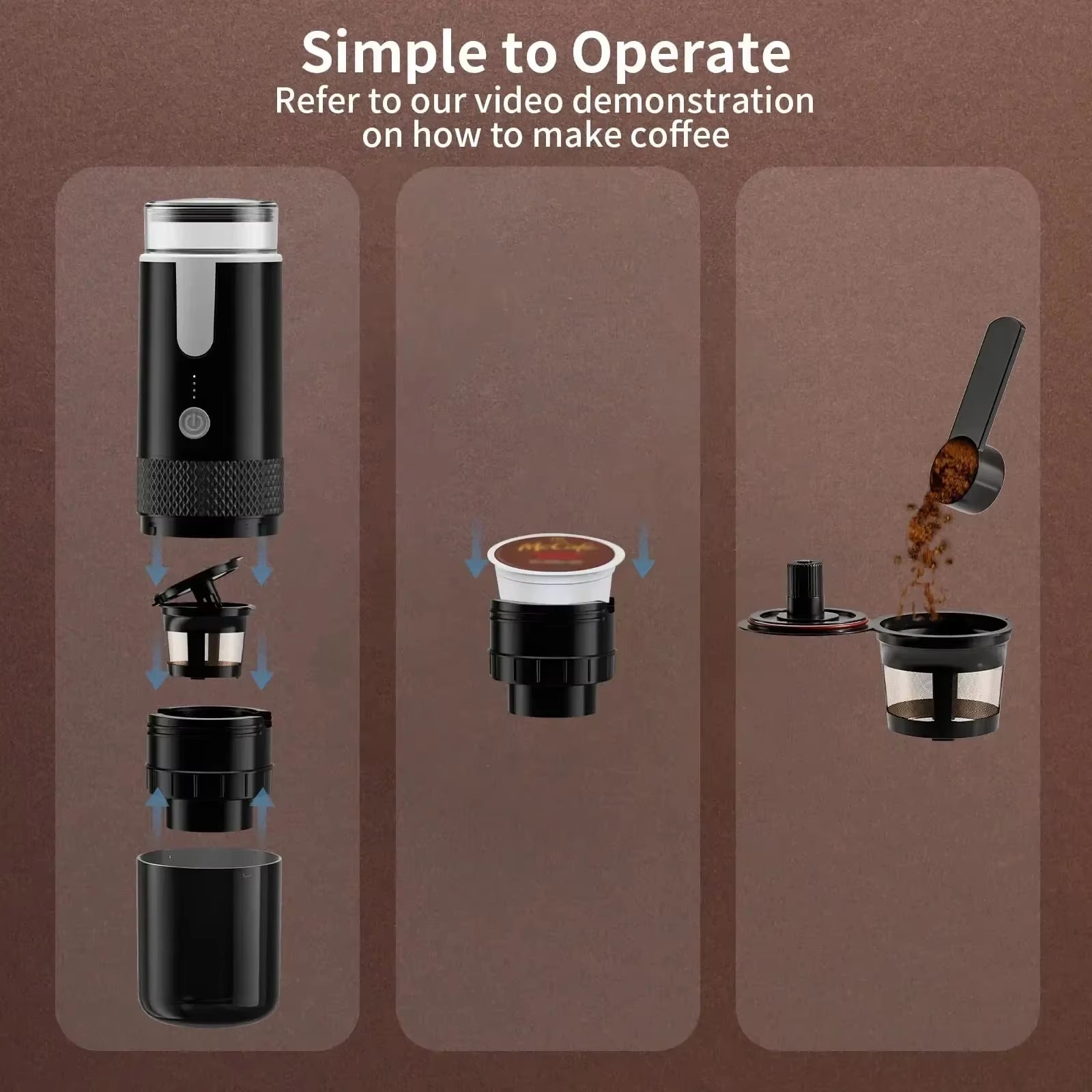 2025 New Coffee Maker Electric Capsule Ground Coffee Brewer Portable Coffee Machine Fit Powder and Capsule