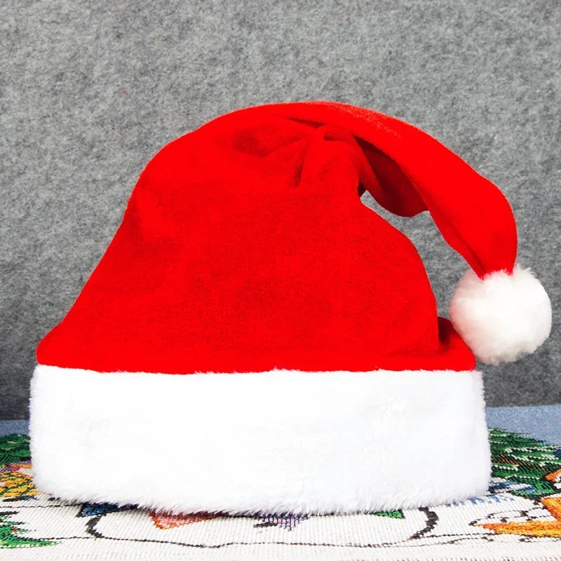 2024 New Year Plush Christmas Hat Adult Children Christmas Decoration Santa Claus Gift Warm Winter Hat Christmas Decoration
