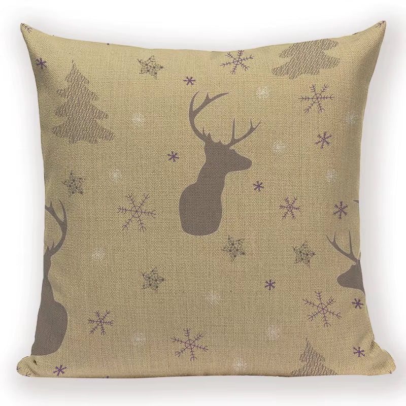 Merry Christmas Santa Claus Happy Christmas Tree Linen Sofa Bed Decorative Wedding Decoration Birthday Party Throw Pillow Case