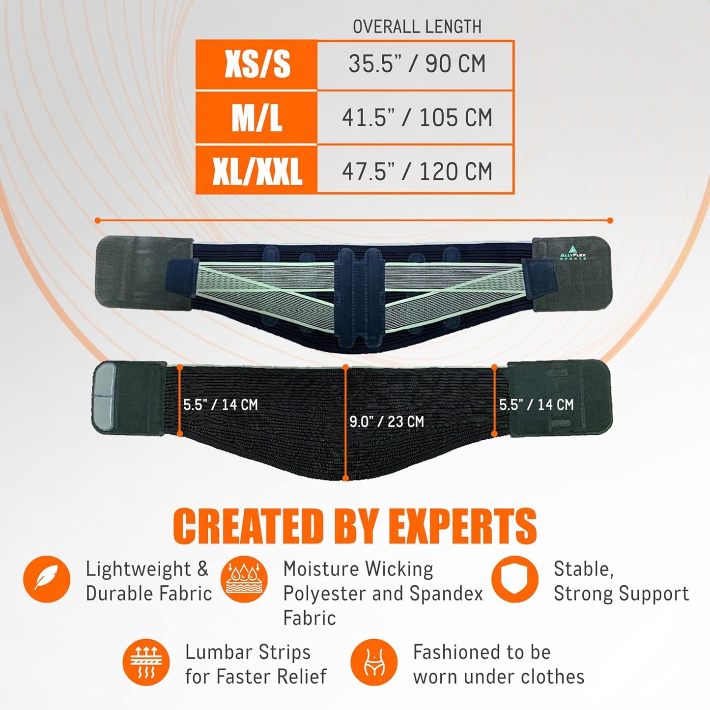 ® - Large Back Brace for Women & Men Lower Back Pain Relief Brace, Slim-Fit Lumbar Support Belt, Compression Back Support Brace, 47.5 Inches, X-Large/Xxlarge